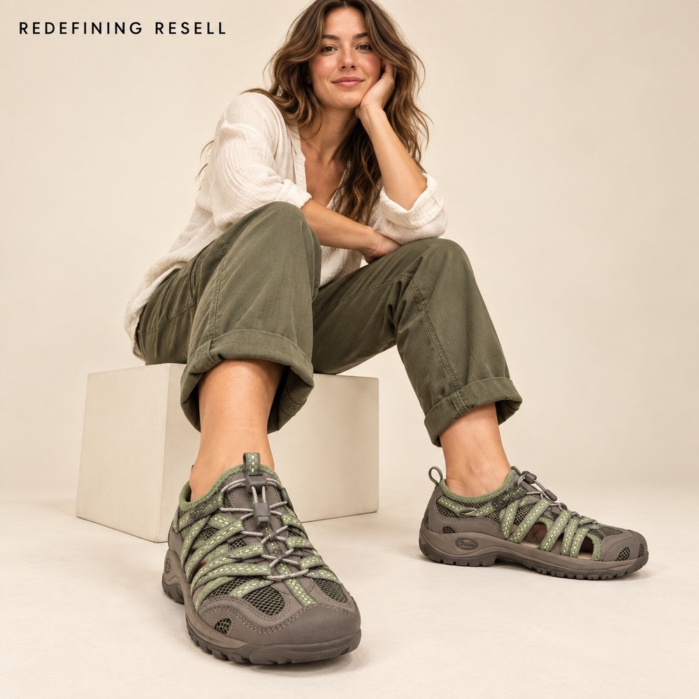 Chaco Fern Women 7 Green Brown Vibram Hiking Hybrid Water Shoes J104356